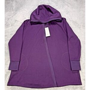 Active Life Hooded Open Cardigan Women XXL Purple Pockets NWT $118